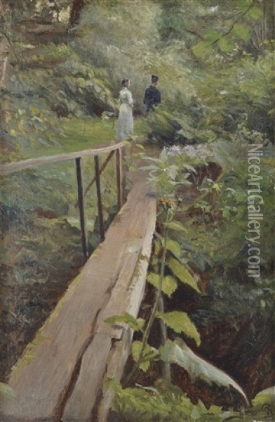 The Foot Bridge Oil Painting - Peter Vilhelm Ilsted