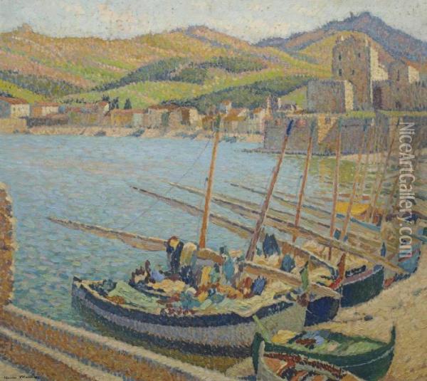 Barques A Collioure Oil Painting - Henri Martin