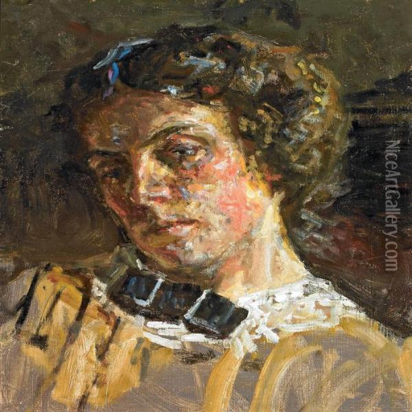 Portrait Of A Man And A Woman Oil Painting - Viggo Johansen