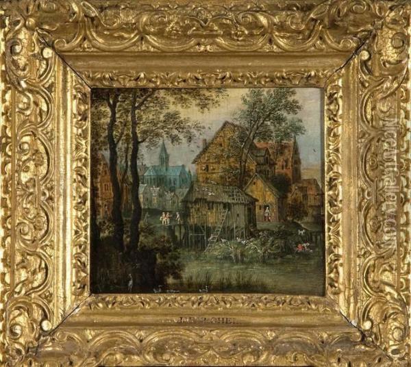 Scene De Village Oil Painting - Jan Brueghel Le Vieux