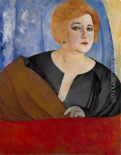 Portrait Of Anna Sergeeva Oil Painting - Boris Dmitrievich Grigoriev