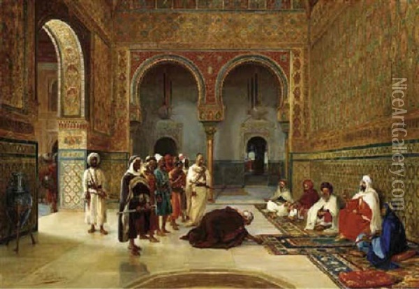 An Oath Of Allegiance In The Hall Of The Abencerrajes, Alhambra, Granada Oil Painting - Filippo Baratti