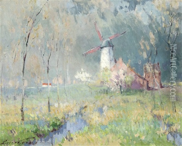 Le Moulin Blanc Oil Painting - Pieter Gorus