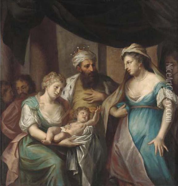 The Judgement Of Solomon Oil Painting - Aubin Vouet