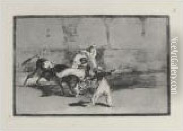 Cogida De Un Moro Estando En La Plaza Oil Painting - Francisco De Goya y Lucientes