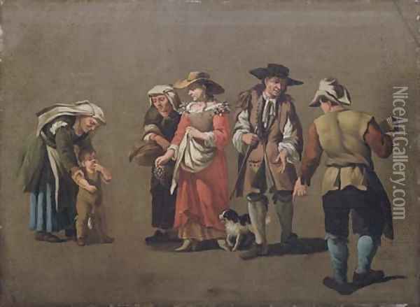 A group of peasants Oil Painting - Pieter van Bloemen