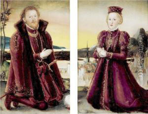 Portrait Of A Gentleman; Portrait Of A Lady Oil Painting - Jakob Seisenegger