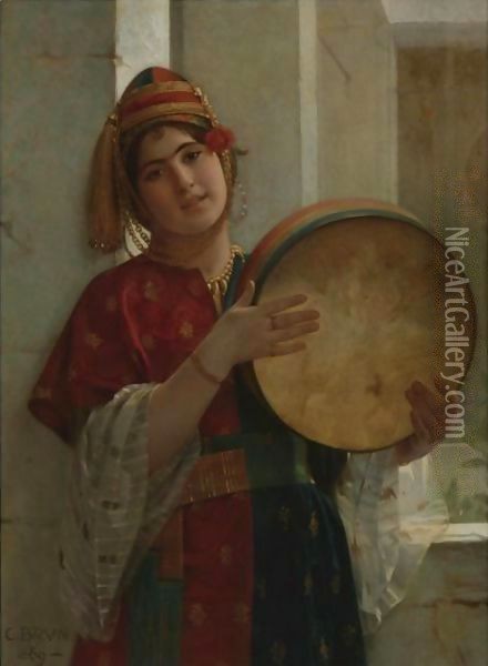 The Tambourine Player Oil Painting - Guillaume Charles Le Brun