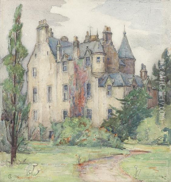 Pitfirrane Castle Dumfermline Oil Painting - Stewart Carmichael