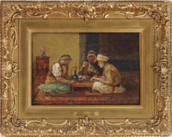 A Game Of Chess Oil Painting - Aloysius C. O'Kelly