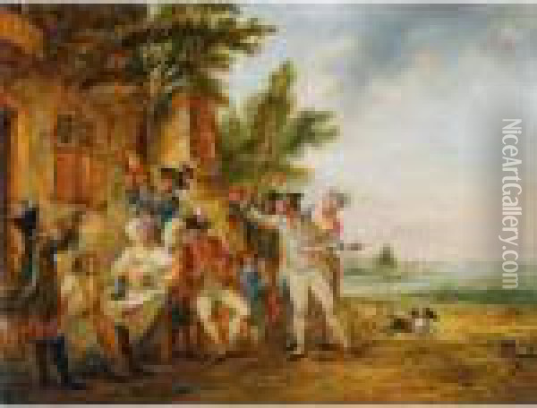 La Musique Militaire Oil Painting - Louis Joseph, Dit Watteau De Lille