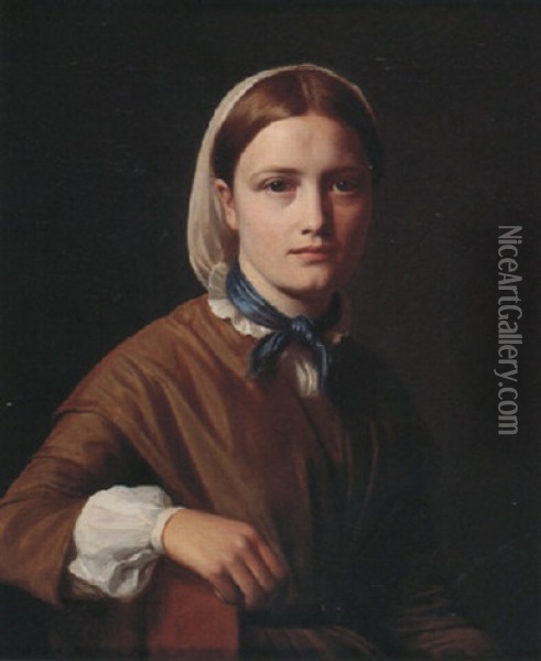 Portrait Of Christiane Kobke Oil Painting - Constantin (Carl Christian Constantin) Hansen