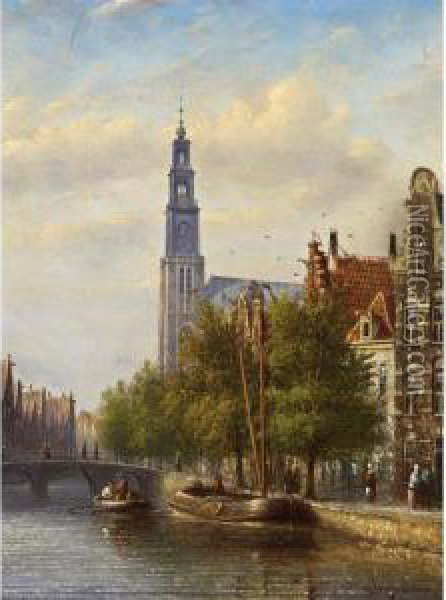 A View Of The Westerkerk, Amsterdam Oil Painting - Johannes Franciscus Spohler