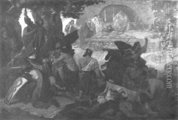 Old Norse Mythological Scene Oil Painting - Moritz Von Beckerath
