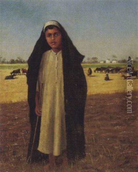 Jeune Berger Fellah, Environs De Caire Oil Painting - Arthur Charles Henri Herzog