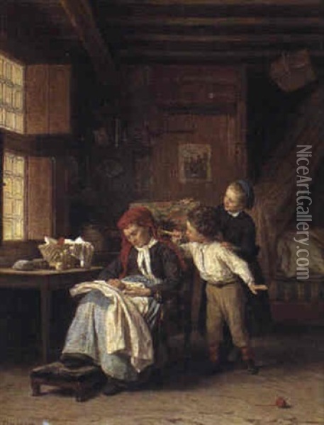 The Rude Awakening Oil Painting - Theophile Emmanuel Duverger