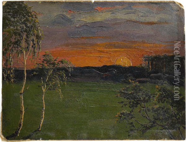 Sunset Oil Painting - Arkhip Ivanovich Kuindzhi