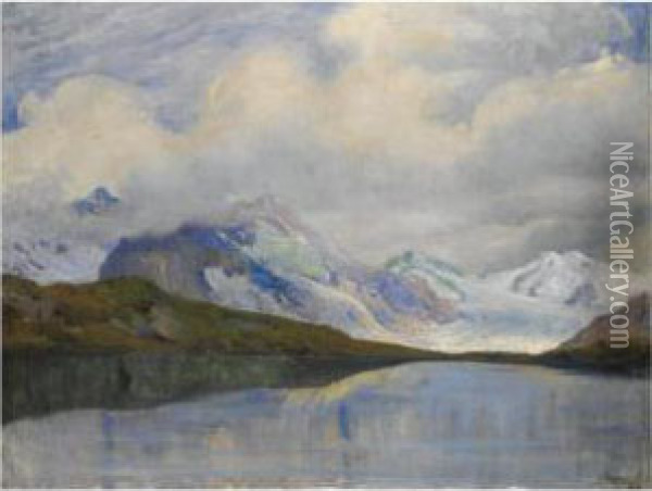 Lago Ai Piedi Dello Jungfrau Oil Painting - Ugo Mazzolari