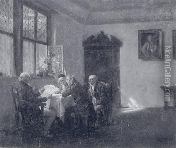 Mannerrunde In Niederlandischer Stube Oil Painting - Wilhelm Roegge the Younger