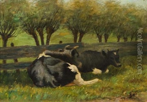 Cows Lying Down Oil Painting - Vaclav Brozik