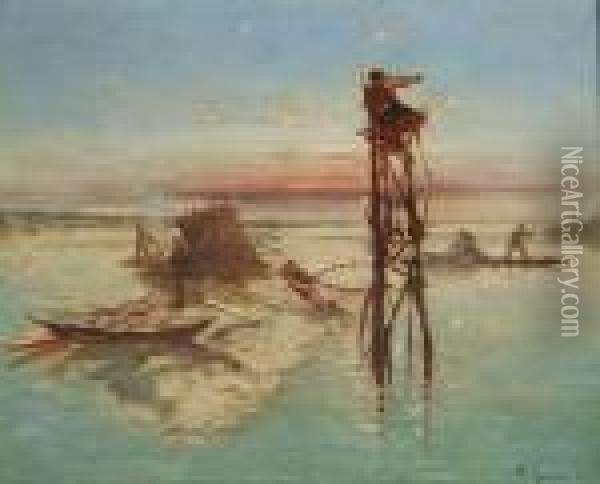 I Pescatori Oil Painting - Michele Cammarano