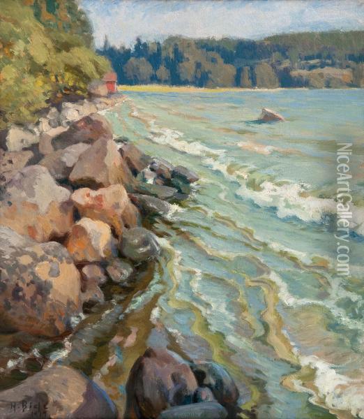 Rocks On The Shore Oil Painting - Helmi Biese