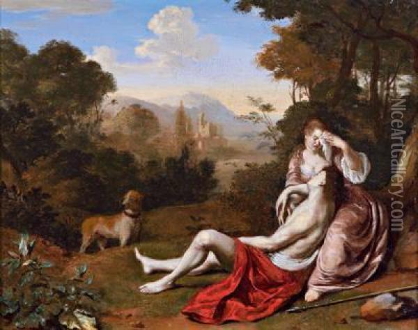 Venere E Adone Oil Painting - Willem van Mieris