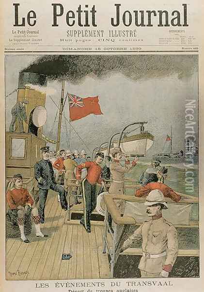Events in the Transvaal Departure of the English troops for South Africa, from Le Petit Journal, 15th October 1899 Oil Painting - Henri Rudaux