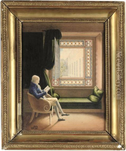 A Gentleman Seated Oil Painting - E. Fermery