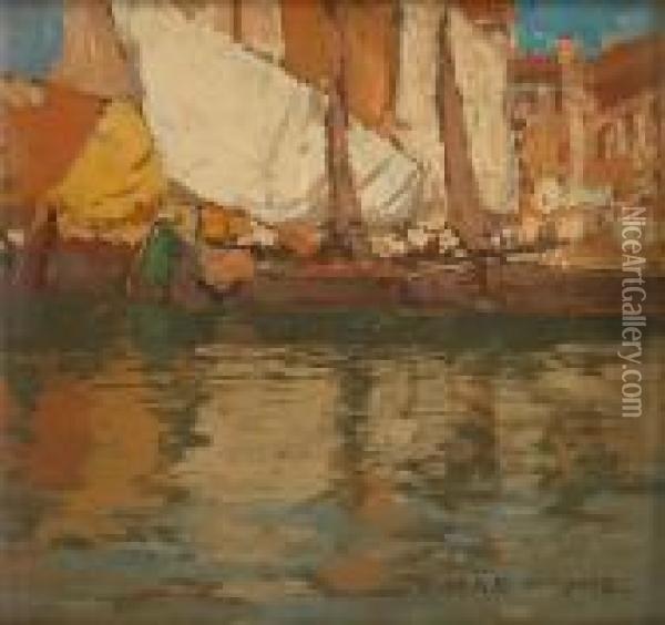 Sails And Reflections Oil Painting - Edgar Alwin Payne