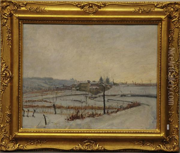Paesaggio Sotto La Neve Oil Painting - Pietro M. Ferrari