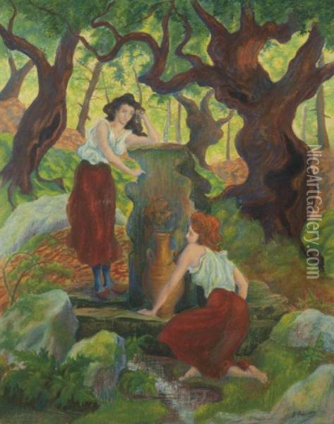 Deux Femmes A La Fontaine Oil Painting - Paul-Elie Ranson