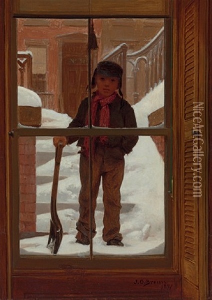 Can I Shovel Off The Snow Oil Painting - John George Brown