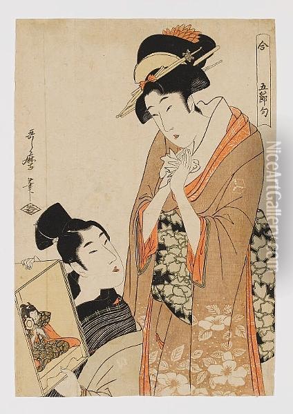 Early To Mid 19th Century Oil Painting - Kitagawa Utamaro