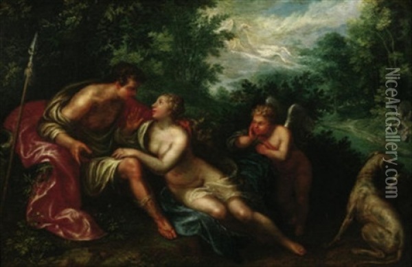 Venus Und Adonis Oil Painting - Paulus Moreelse