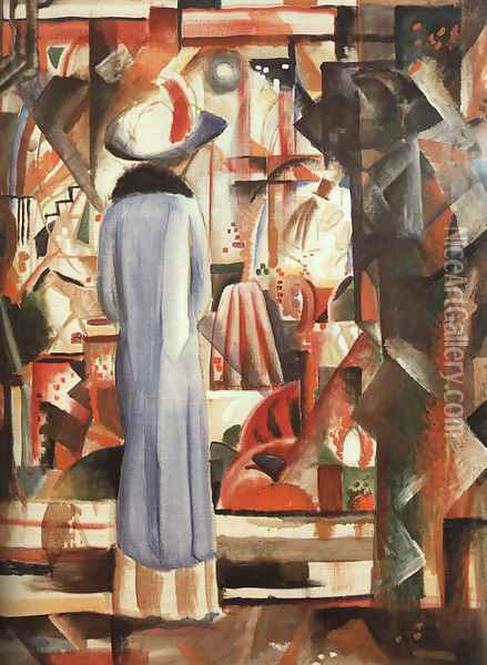 Large Bright Shop Window (Großes helles Schaufenster) 1912 Oil Painting - August Macke