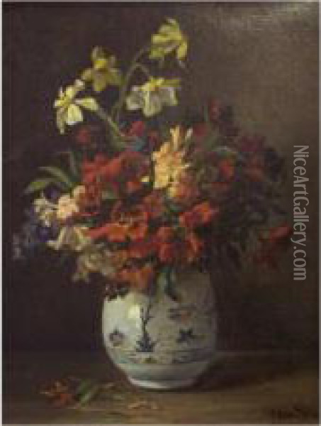 Bouquet De Fleurs Oil Painting - Eugene Claude