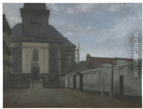 Strandgade With Christians Kirke In The Background Oil Painting - Vilhelm Hammershoi