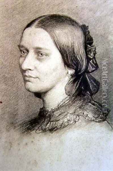Portrait of Clara Wieck 1819-86 pianist and wife of Robert Schumann 1810-86 Oil Painting - Edward Hendeman
