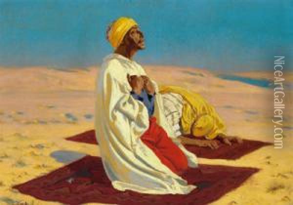 Attribuito Uomini In Preghiera Nel Deserto Oil Painting - Thomas B. Seddon