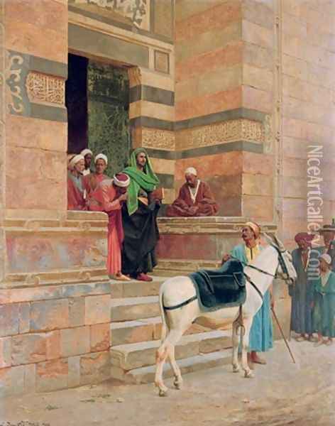 Leaving the mosque Oil Painting - Ludwig Deutsch