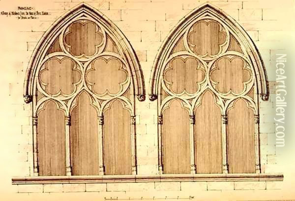 Group of Windows from the House of Pierre Raleine, Figeac, France, from 'Examples of the Municipal, Commercial, and Street Architecture of France and Italy from the 12th to the 15th Century' Oil Painting - R. Anderson