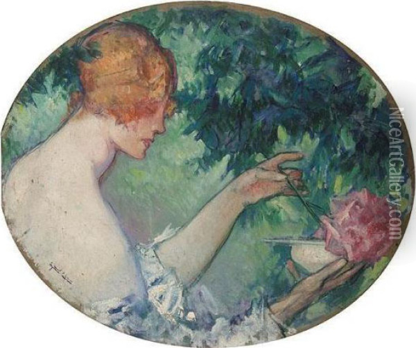 Study For Femme Au Parfume Oil Painting - Pierre Amedee Marcel-Beronneau