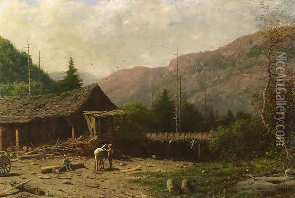 The Saw Mill, Adirondacks Oil Painting - George Lafayette Clough