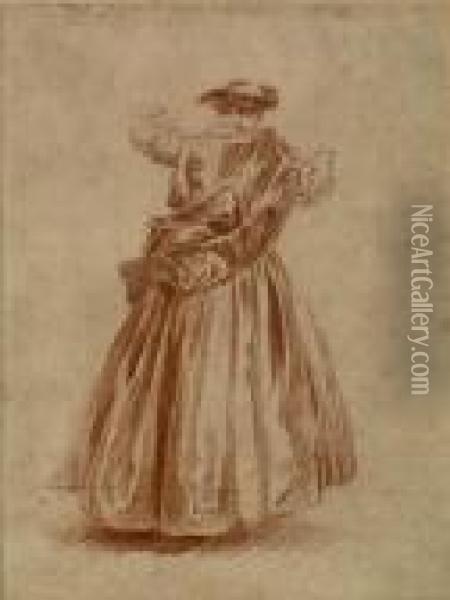 Figure De Danse Feminine Oil Painting - Watteau, Jean Antoine