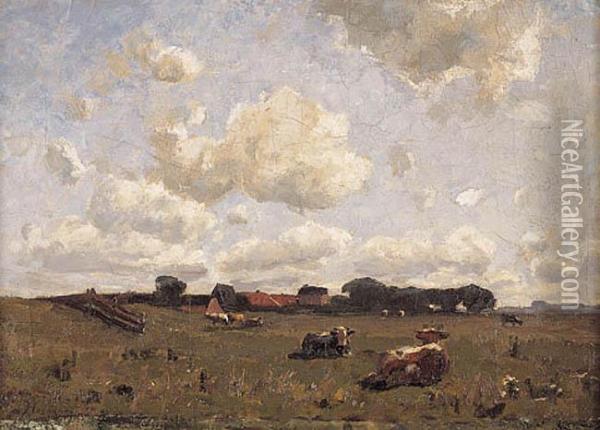 Pejzaz Z Krowami Oil Painting - Franz Horadam