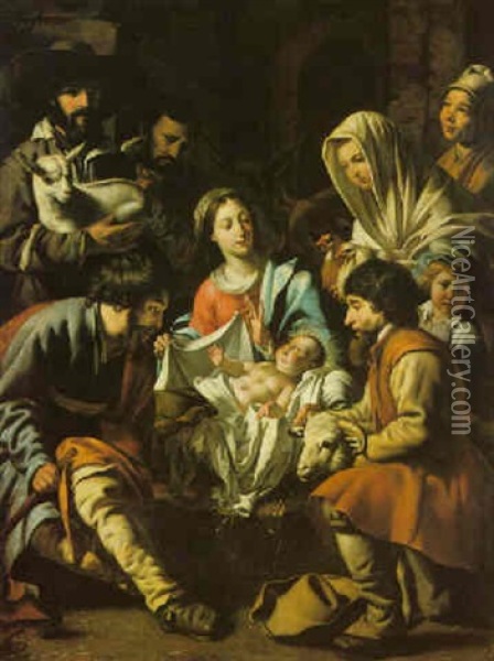 The Adoration Of The Shepherds Oil Painting - Guy (Guide) Francois
