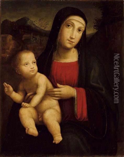 Madonna Con Bambino Oil Painting - Giacomo Raibolini