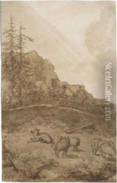 Sheep On A Mountainside Oil Painting - Allart Van Everdingen