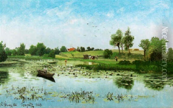 Afternoon Fishing In Tenpitz Oil Painting - Louis Douzette